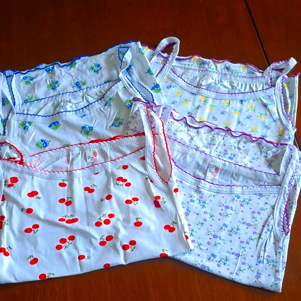 4 Ruffle Hem Spaghetti Strap Tank Tops For Girls Size 4